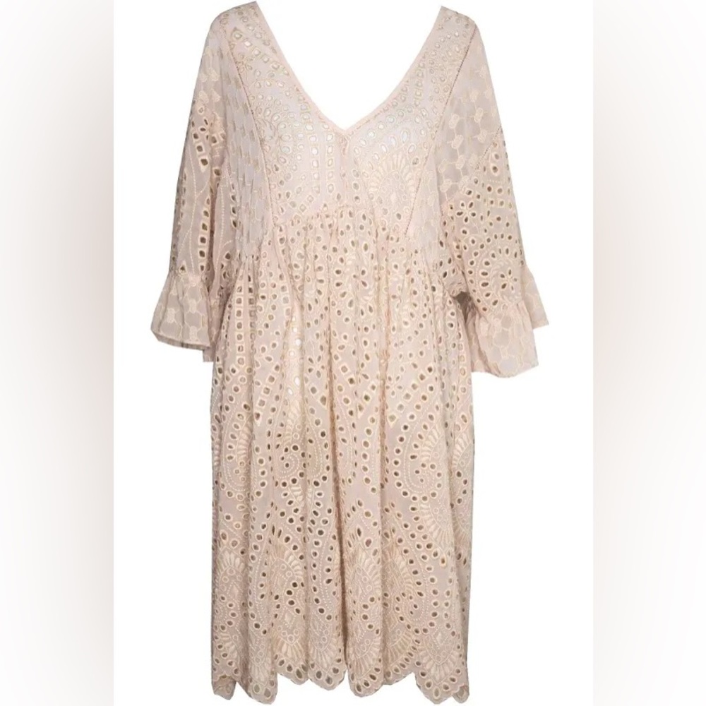 Anthropologie Akemi + Kin Boho Embroidered Brooke Eyelet Dress Beach Coverup